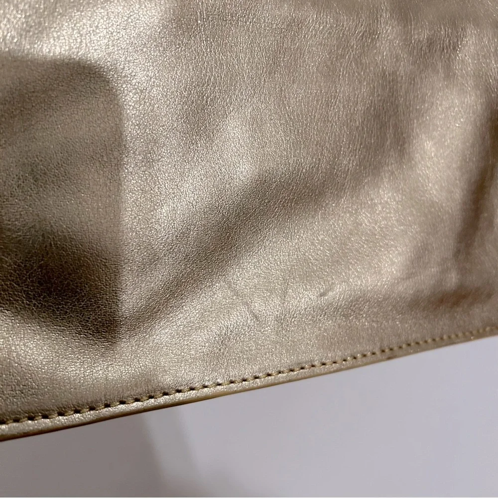 Jonathan Adler Gold Leather Clutch Wristlet with Metal Birds - Picture 11 of 14